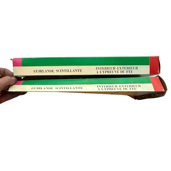 Set of 2 Vintage Christmas Tinsel Garland Italian Gold White 36 feet In Box - Picture 9 of 11